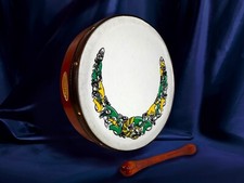 Handmade Dannan 10" Vegan Bodhran Hand Drum - The Green Setanta Bodhr&aacute;n
