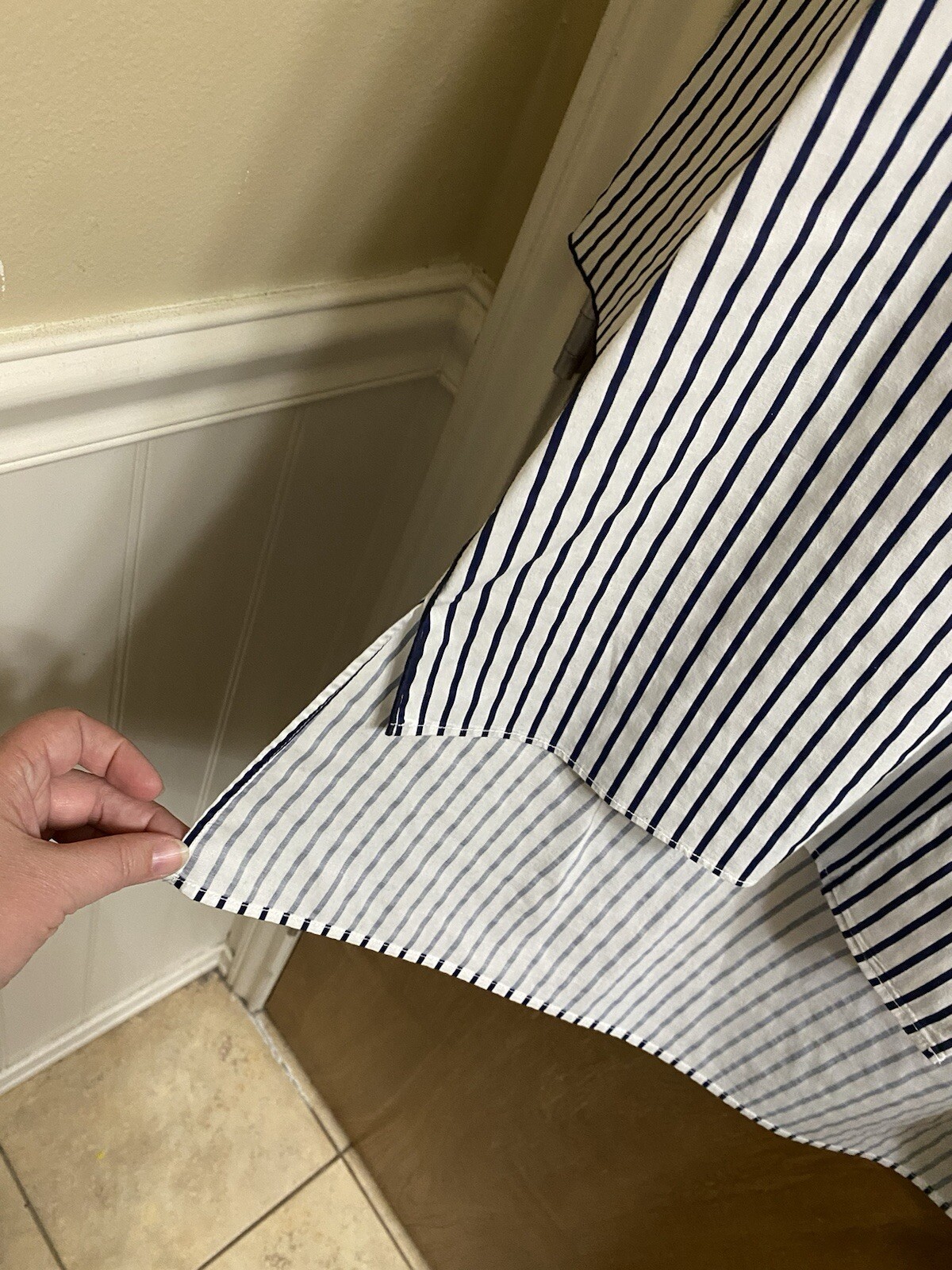 Zara Basic Long White/Navy Stripe Button Asymmetr… - image 8