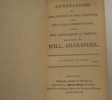 Annotations William Shakspeare 1787 Book Two Gentleman Verona Sam Johnson