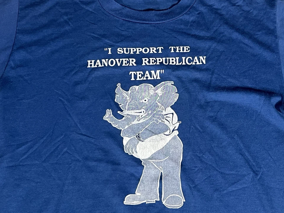 Винтажная республиканская рубашка мужская XL 90-е слон консервативный политический мультфильм - Изображение 2 из 4