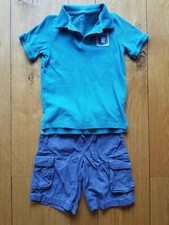 Polo Shirt  Shorts Set, Sonoma Size 6, Turquoise Blue Shirt  Gray Cargo Shorts
