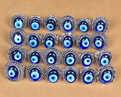 Protective !! Evil Eye Gemstone 925 Sterling Silver Plated Wholesale Rings Lot~