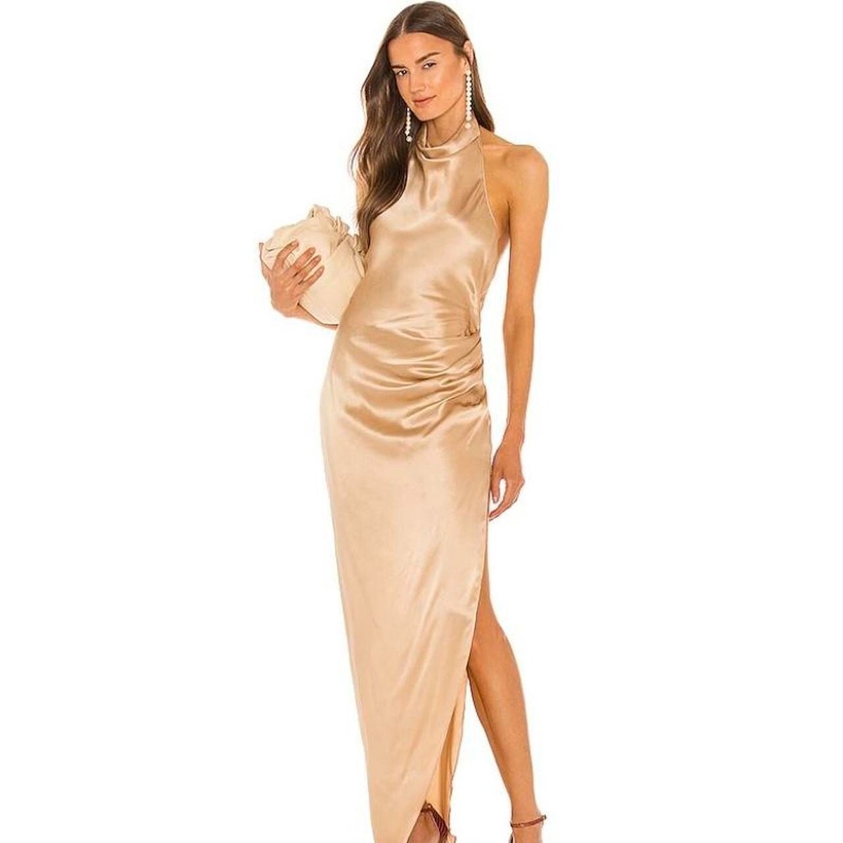 amanda uprichard gold dress Sleeveless Mini Empire Dress Cecile in White Gold | L main image 0