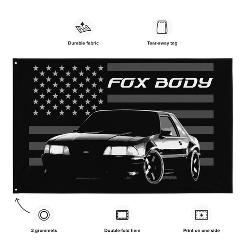 Ford Mustang Fox Body Garage Office Man Cave Banner Flag 34.5" x 56" - Picture 4 of 6