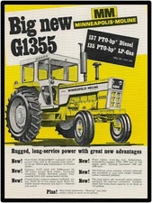 Minneapolis Moline G1355 Tractor Ad 9" x 12" Metal Sign