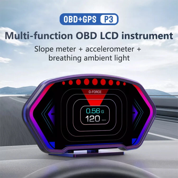 OBD GPS Velocímetro MPH KMH LCD Calibre Digital RPM Tablero de instrumentos Pantalla frontal Foto 4 de 4