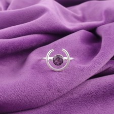 Amethyst Stone Sterling Silver February Birth Band Statement Ring Size All Size