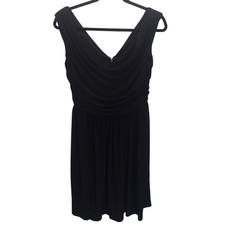Tiana B. Dress Womens Medium Black Drapey Ruched A-Line Cocktail Little Black