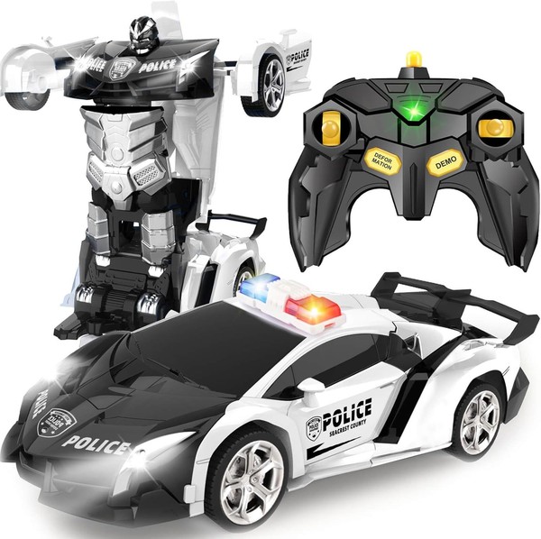 Transformator Ferngesteuertes Polizeiauto Spielzeug Rc Auto 360° Drehung FüR-image