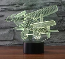 5V Desk Table Lamp Airplane 3D illusion Night Light 7-Color Changing LED Touch