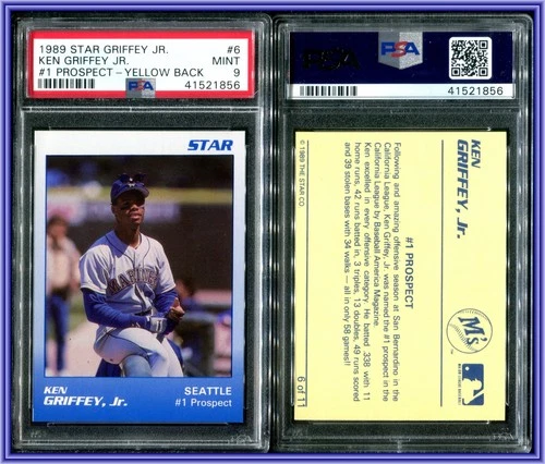 PSA 9 1989 Star #1 Prospect Yellow Back #6 Ken Griffey Jr. RC POP58 Mariners