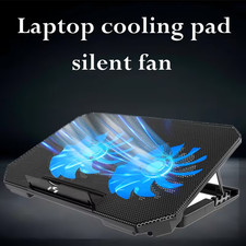 2-Fan Laptop Cooling Pad RGB Gaming Cooler Stand for 15.6" Notebooks Blue LED