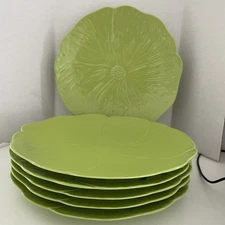 6 Green Peony Plates Melamine Shabby Chic 11" Camp Outdoor Living SAGE