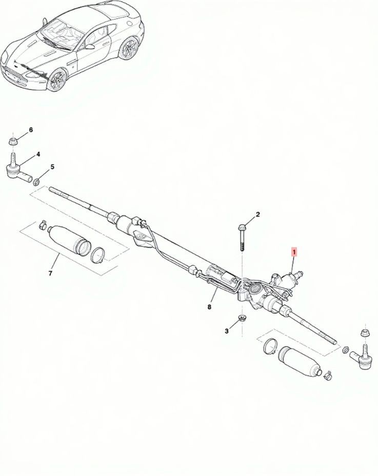 06-10 ASTON MARTIN V8 VANTAGE POWER STEERING GEAR RACK PINION ASSEMBLY OEM