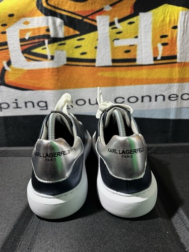 Karl Lagerfeld Perforated Leather Sneaker /Blue Metal / Mens Size 8 M Ex. Cond. - Picture 4 of 12