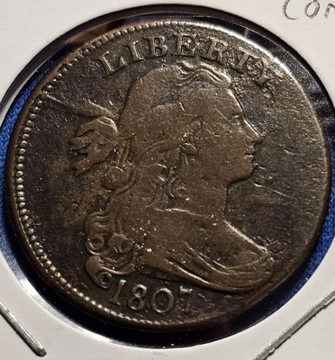 1807 Draped Bust Large Cent - Comet Variety - US 1c Copper Coin. Nice Details 