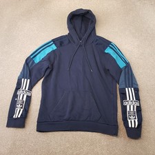 Adidas Mens Hoodie Medium Blue Adibreak Trefoil Firebird Originals Sport Jumper