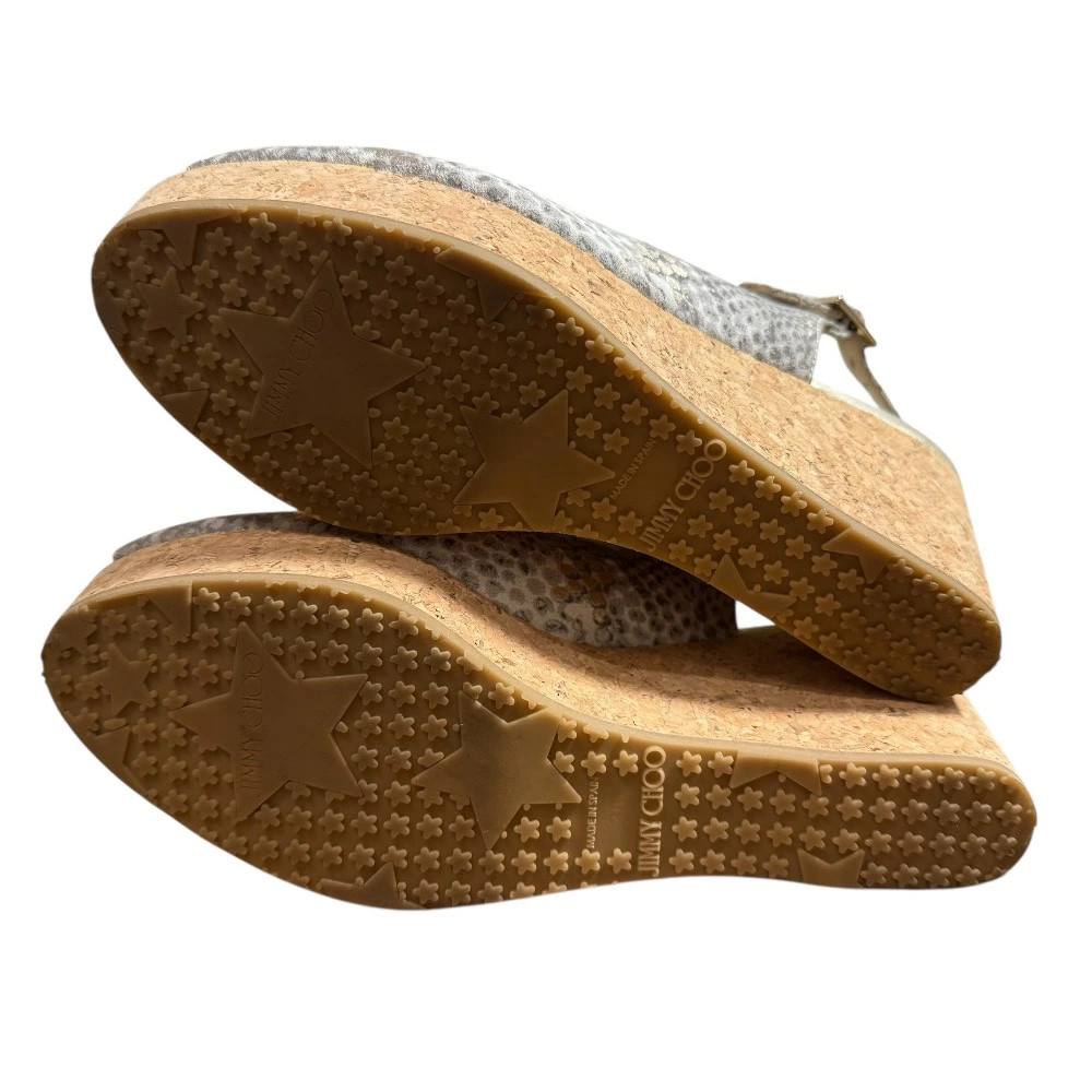 Jimmy Choo Python Pattern Wedge Sandals Gray 24cm… - image 7