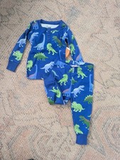 Gymboree Two-Piece Long Sleeve Pajamas, 12 To 18 Months, Dinosaur, Blue