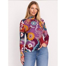 Johnny Was Jade Rebecca mock neck mesh colorf...