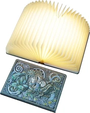 Rechargeable Book Light with 3 Mood Colors and Elegant Leather Cover