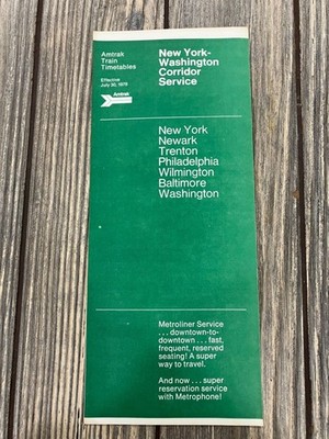 Amtrak 1978 Fahrplanprospekt New York-Washington Corridor Service grüner Einband