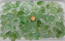 GENUINE BEACH SEA GLASS LIGHT GREEN LOT SURF TUMBLED RARE