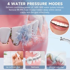 Cordless Rechargeable Water Dental Flosser Oral Irrigator with 4 Modes  3 Tips