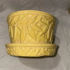 Vintage McCoy Pottery Yellow Leaves Hobnail Pot Planter attached saucer