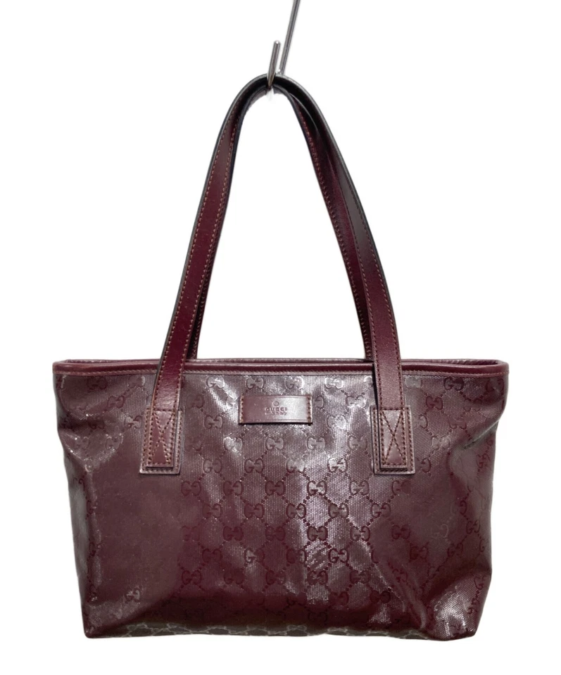 Bolso de Mano GUCCI 211138 GG PVC Rosa Borgoña Recubierto Lona Cuero de Japón Foto 3 de 4