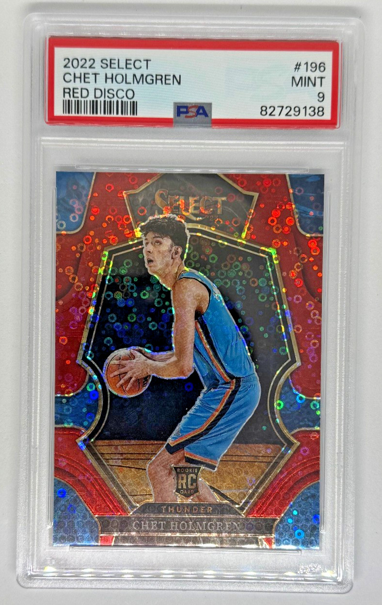 2022 Select CHET HOLMGREN #196 Rookie Red Disco Prizm #/49 - PSA 9