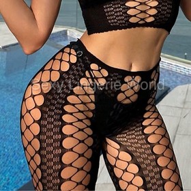 Sexy Women Fishnet Leggings High Waist Sheer Patterned Pants Clubwear Nightwear