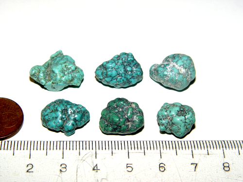 6 Stück Türkis Naturstein Edelstein Heilstein zusammen ca. 12 Gramm (#05)