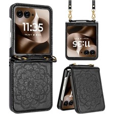 For Motorola Razr Ultra 2026/2025 Case Embossed Design Vegan Leather Phone Cover