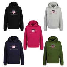 Gant Children Sweatshirt - Archive Shield Hoodie, Hooded Sweater, Logo, Solid