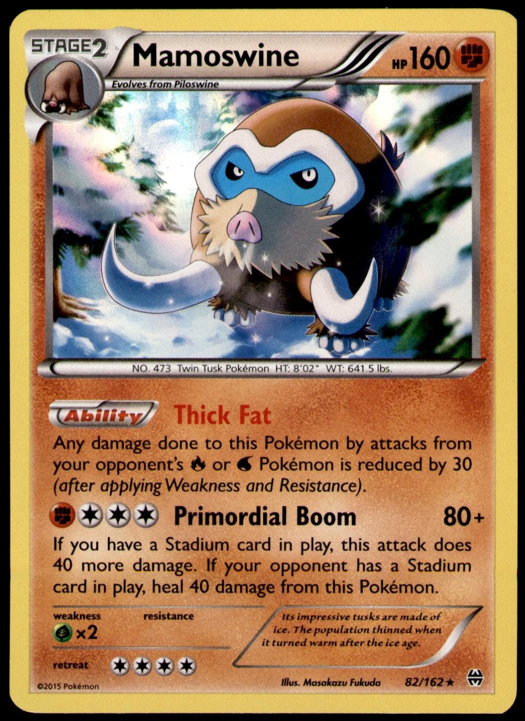 Mamoswine 82/162 Holo Rare BREAKthrough Pokemon Lightly Played