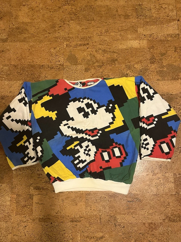 De colección Años 70 80 Disney Mickey Mouse Reversible Estampado Completo Cuello Redondo Talla:S Foto 3 de 4