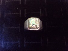 VTG Abalone Shell  Sterling Silver 925  Ring Sz 13 Signed LARGE 15 grams