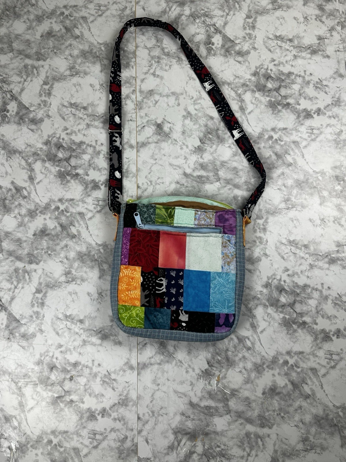 Handmade Colorful Quilted Patchwork Crossbody Bag… - image 2