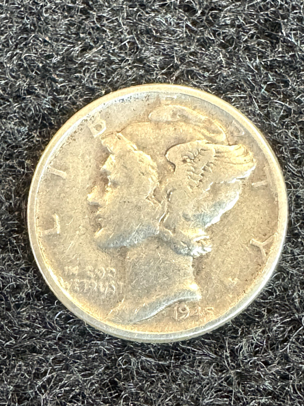 1945 P MERCURY DIME 90% SILVER Fine