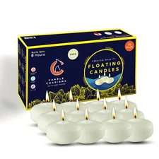 Ivory Floating Candles 3 Inch (Set of 36) – 8-Hour Dripless, Smokeless Burn w...