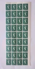 GB QEII Block of 36 Wilding 1.5D Green Unused Pre Decimal Stamps 1952-54