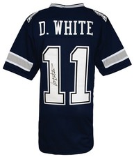 Danny White (COWBOYS) Signed Navy Custom Football Jersey - (SCHWARTZ COA)