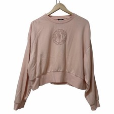Nike Womens Crew Neck Oversized Cropped Cotton Sweatshirt Size S Pink Athleisure