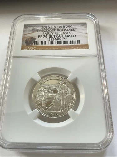 NGC 2016 S SILVER 25C THEODORE ROOSEVELT PF 70 ULTRA CAMEO