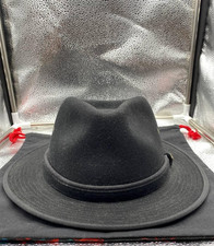 VTG Scala Fedora Hat Mens XL Black Wool Felt Outback Safari Eyelets Breathable