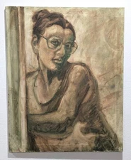 Estate Sale Collection Texas Artist Acrylic Woman Painting on Canvas 24" x 30"