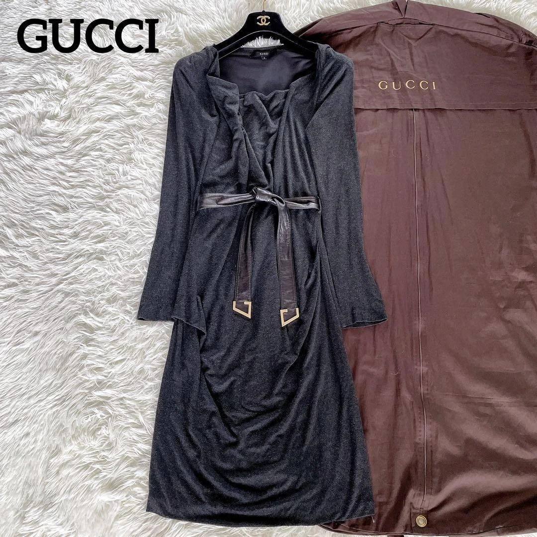 Robe manches longues drapée ceinturée Gucci taille m6_0404