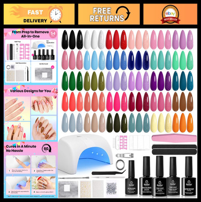 54 Pcs Gel Nail Polish Kit with UV Light - 32 Colors, Base & Top Coat, Soak Off,