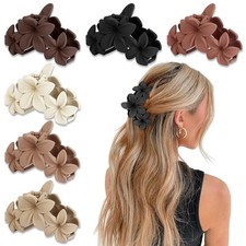 6PCS Flower Hair Clips for Women, NonSlip Matte Hawaiian Plumeria Large Claws...